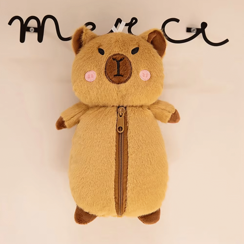 Portable Kitty Stationery Bag with a Cartoon Panda Pencil Case and a Cat Plush Capyara Pen Bag - Image 2