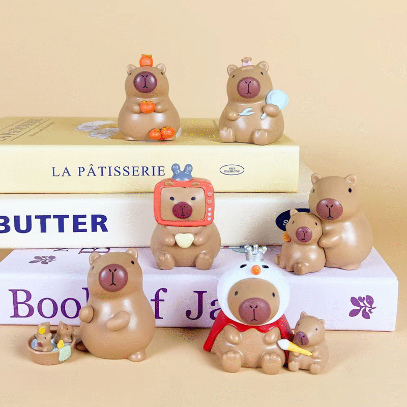 The Capybara Blind Box Figure includes a collection of desktop toys and gifts in the form of adorable anime capybara sculptures, - Image 3