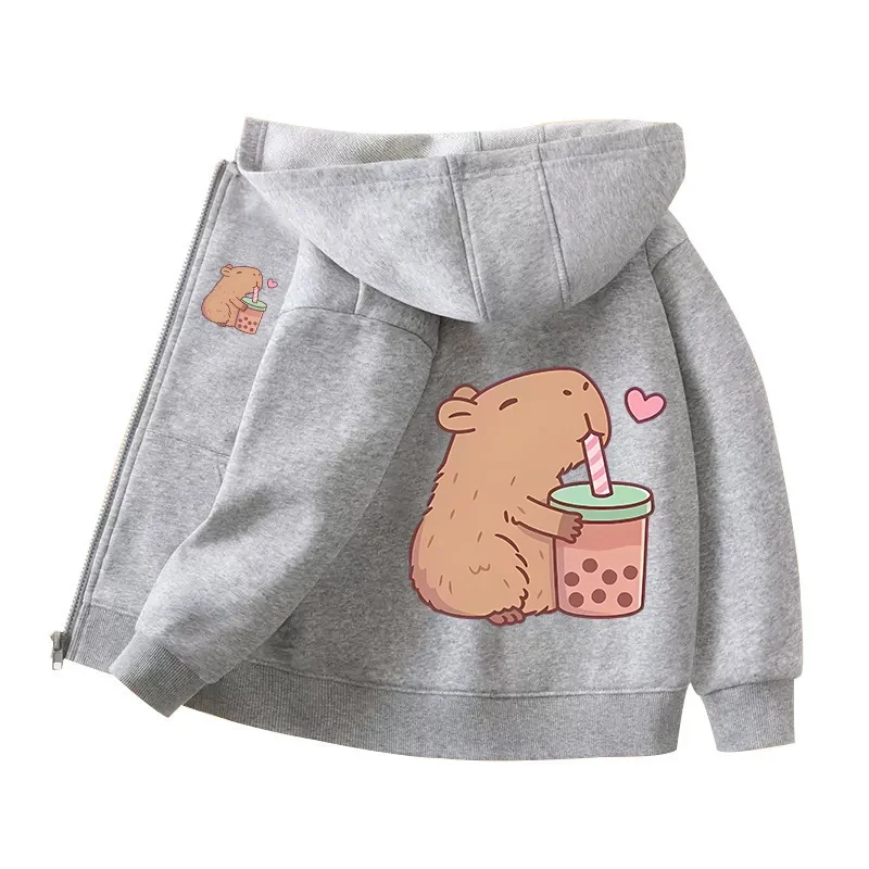 Gift of Casual Hooded Tops. Harajuku Long Sleeves Pullovers, Capybara Zipper Hoodies, Jackets, Girl Boy Sweatshirts, and Fall/Winter Collection above