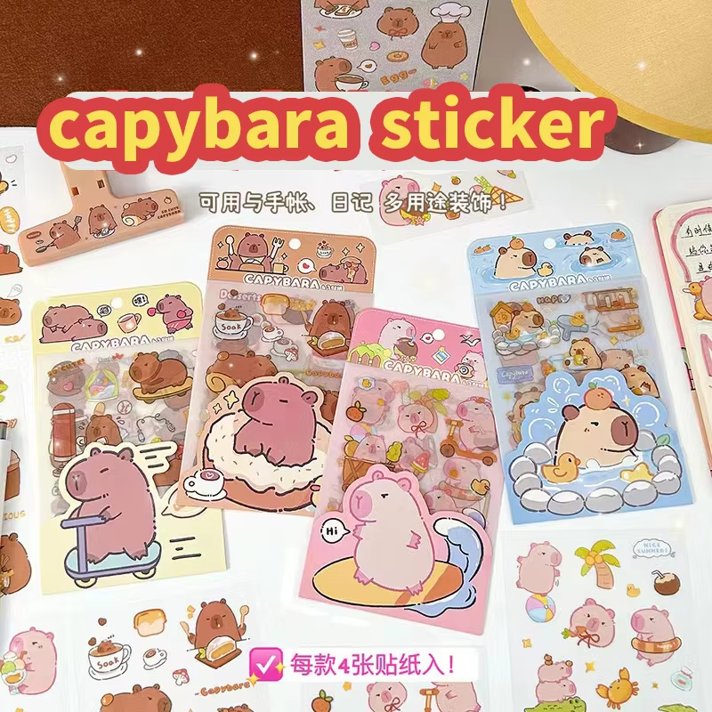 These sketchbook and diary aesthetic stickers are perfect for any scrapbooking lover. Use these stickers to help decorate your journal or notebook with the adorable capybara designs - Image 4