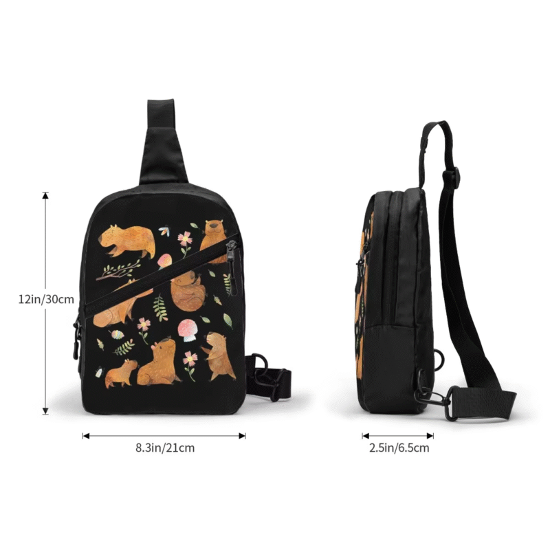 Men's Sling Crossbody Backpack Chest Bag, Traveling, Hiking, Daypack Shoulder Bag, Capybara Is My Spirit Animal Chest Bag - Image 4