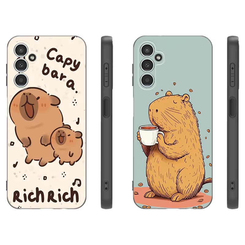 The charming phone case is doused with personality and enhances the user's device with the help of Presentation of the funny cartoon capybara - Image 2