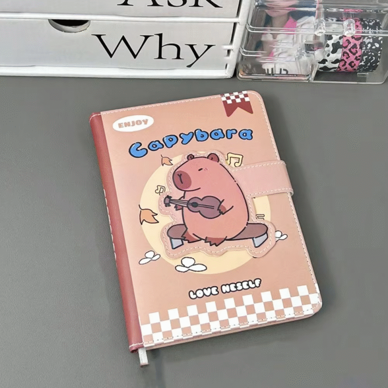 Stationery Cartoon Business Memos Magnetic Notebook with PU Capybara Design Sketchbook B5 Mini Notepad with Magnetic Buckle For Girls and Boys - Image 2