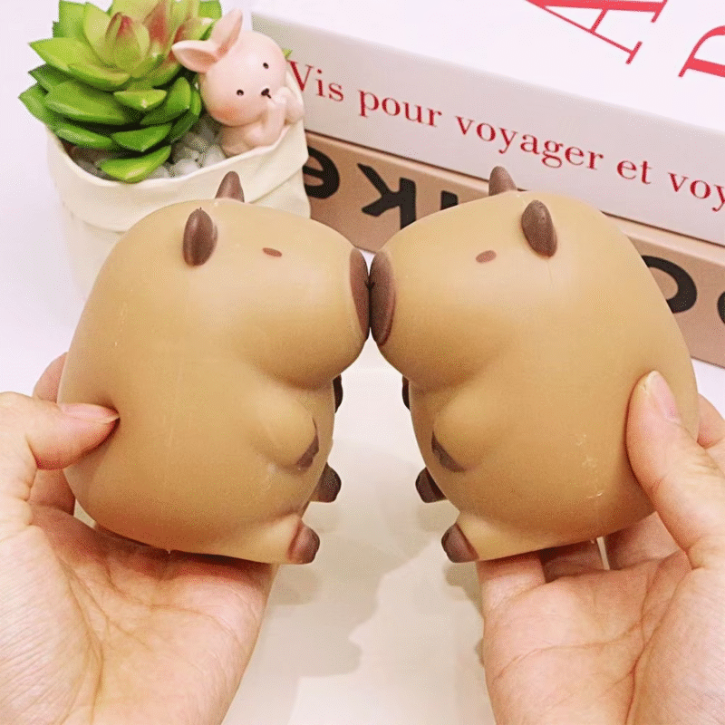 Capybara Squeeze Toys: Adult Brown TPR Cartoon Capybara Squeeze Toys for Stress Relief and Slow Rebound Decompression - Image 3