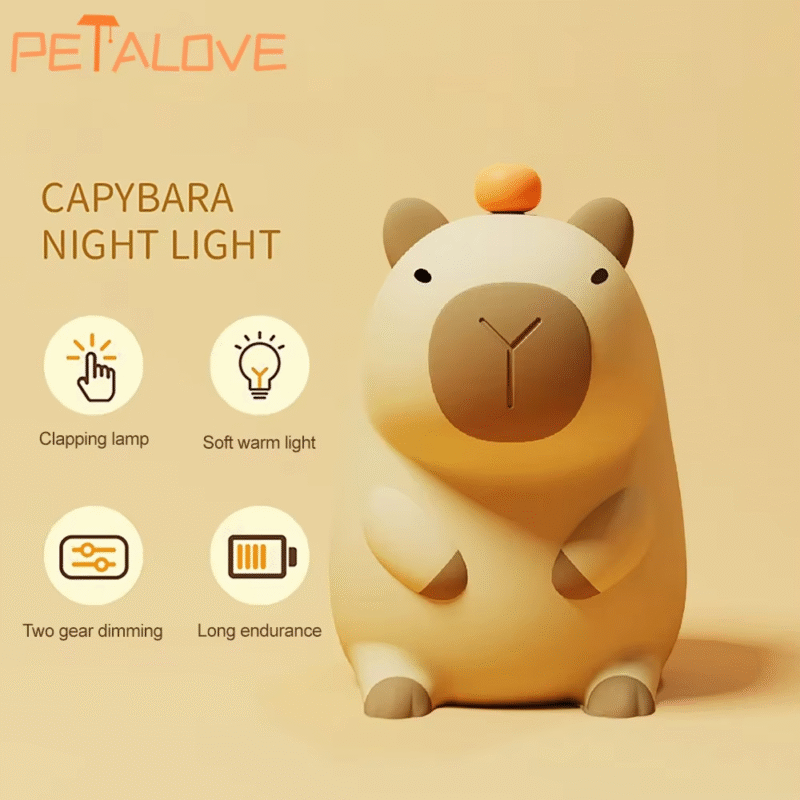 This new style capybara night light is USB rechargeable and has a cute animal design bedside light that can serve as a decoration for Christmas and other holidays. Adorable Warm Silicone Lamp - Image 2