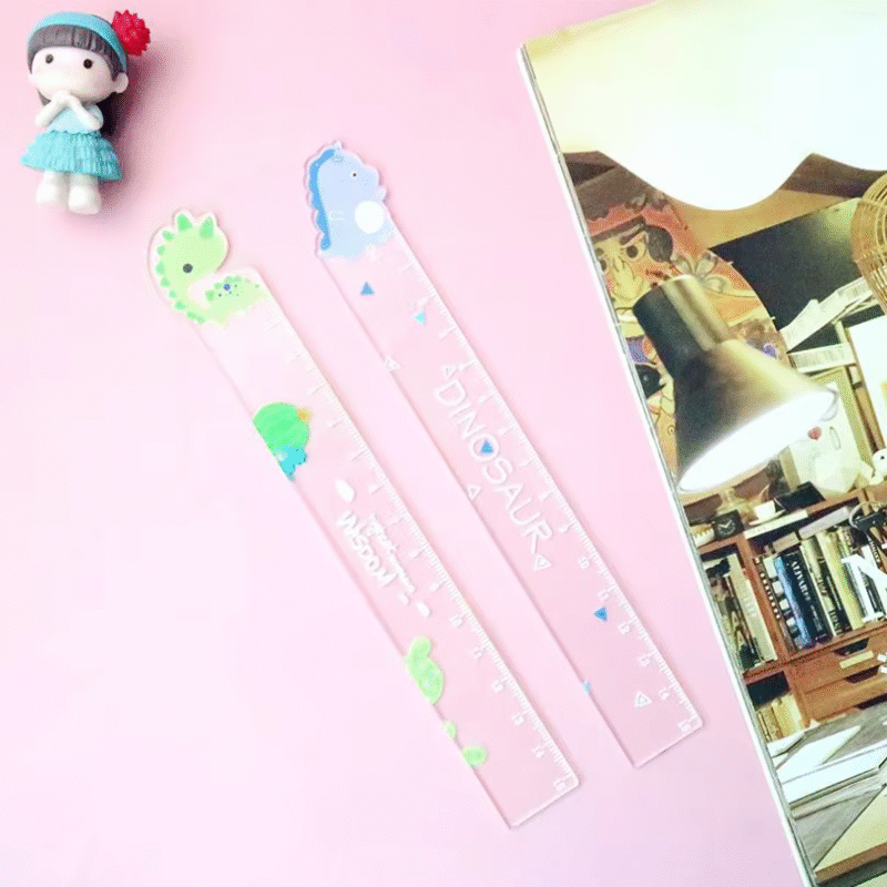 Accessories for Dinosaur Ruler Kawaii Student Rulers, DIY Drawing Tools, and Transparent Korean Cute Stationery 15cm. - Image 4