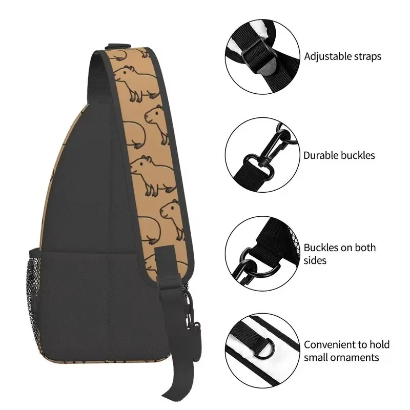 For hiking and travel: Men’s Custom Animal Shoulder Crossbody Backpack with Capybara Sling Chest Bag - Image 2