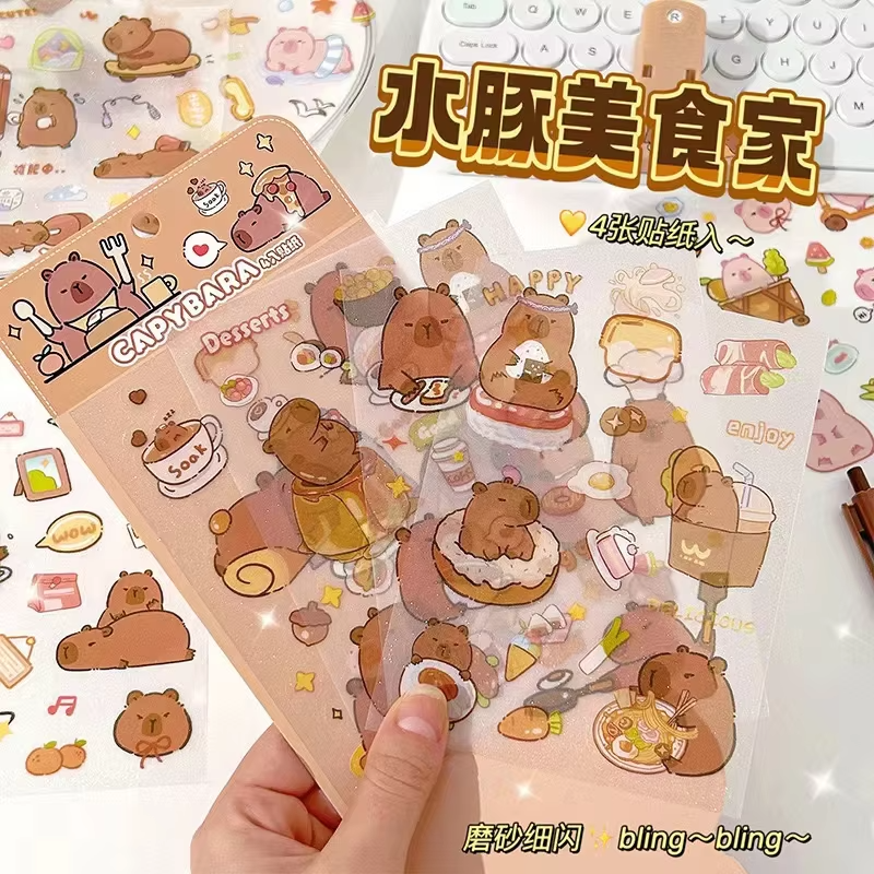 These sketchbook and diary aesthetic stickers are perfect for any scrapbooking lover. Use these stickers to help decorate your journal or notebook with the adorable capybara designs - Image 3