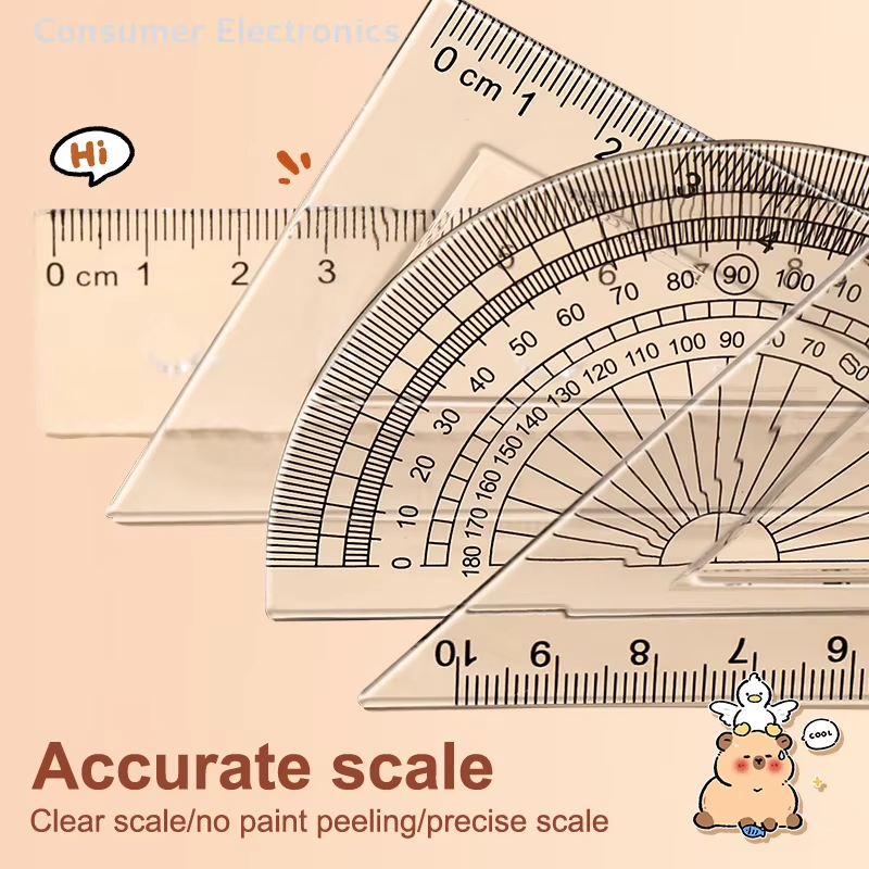 Set of multipurpose tools for drawing includes a triangle protractor and other tools specially designed for kids. - Image 2
