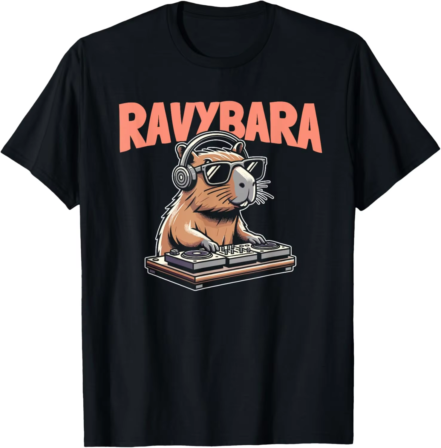 Electro Rave Techno Capybara T-Shirt: Ravybara Raver Capes