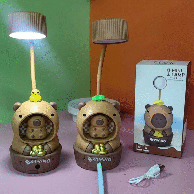 As part of our newest collection of lamps is the New ABS Capybara Lamp with Pencil Sharpener and USB Rechargeable LED Desk Lamp for Students' Eye Protection at Night. - Image 2
