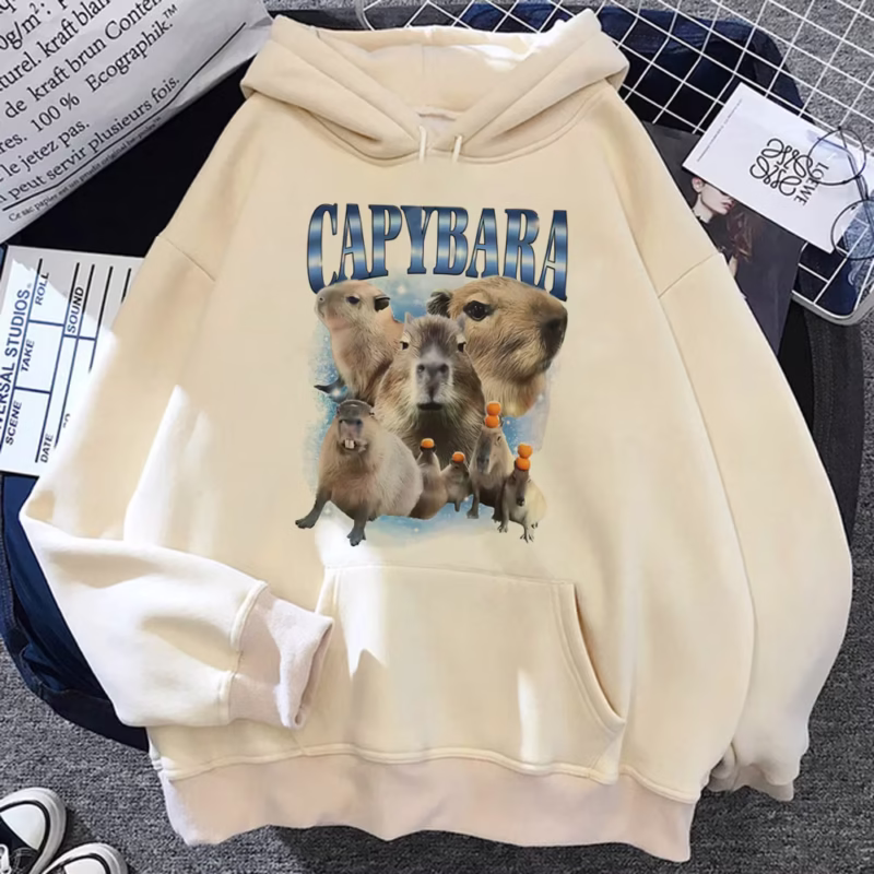 Women's Y2K Japanese style sweatshirts. Modern unique anime art. Capybara anime hoodie. Luxuriously soft fabric. - Image 4