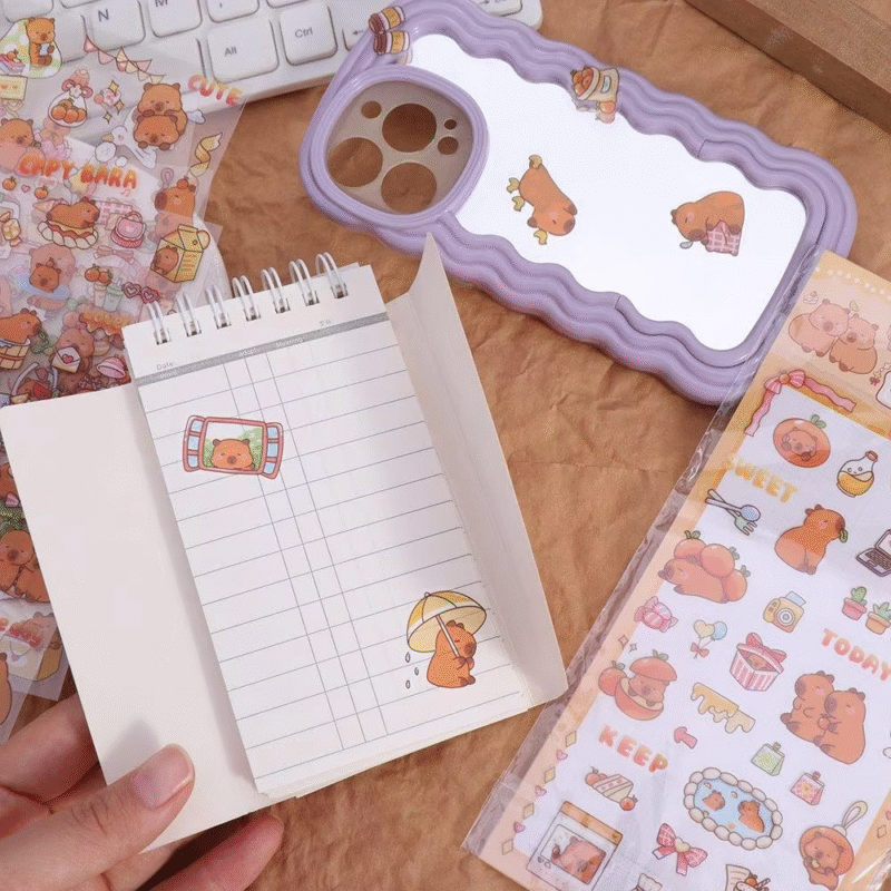 Add to your collection with the Stacking Toy Kawaii Bathing Capybara Stickers Do it Yourself cartoon-kapibara Stickers for Girls - Image 3