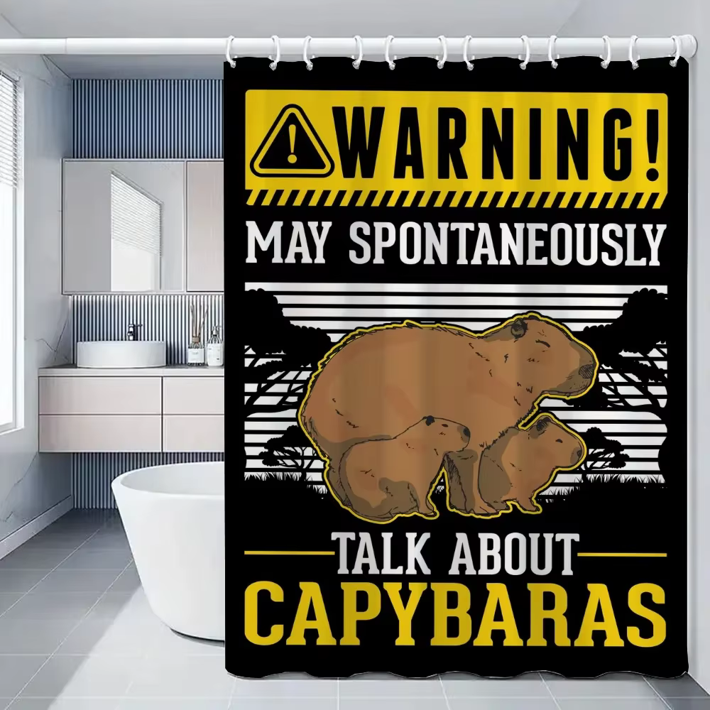 Complete bathroom curtains Funny Capybara Shower Curtain Cloth Curtains Waterproof Fabric Domestic Residence - Image 3