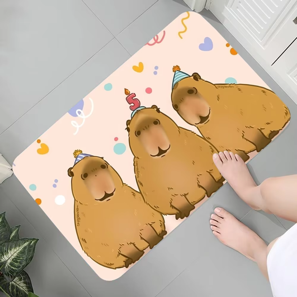 Home decor cartoon C-capybara floor mat graphic printed on flannel doormats for bathrooms, kitchens, and entrances - Image 3