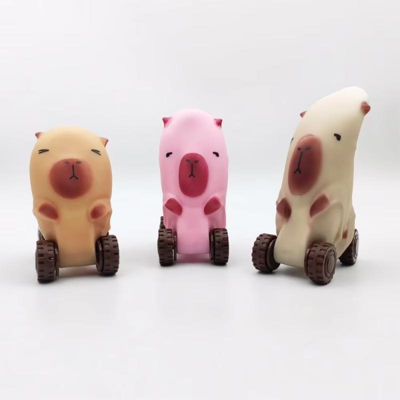 The Stretchable Toy is a capybara fidget toy with small wheels that allow it to combine rolling and popping action with fun