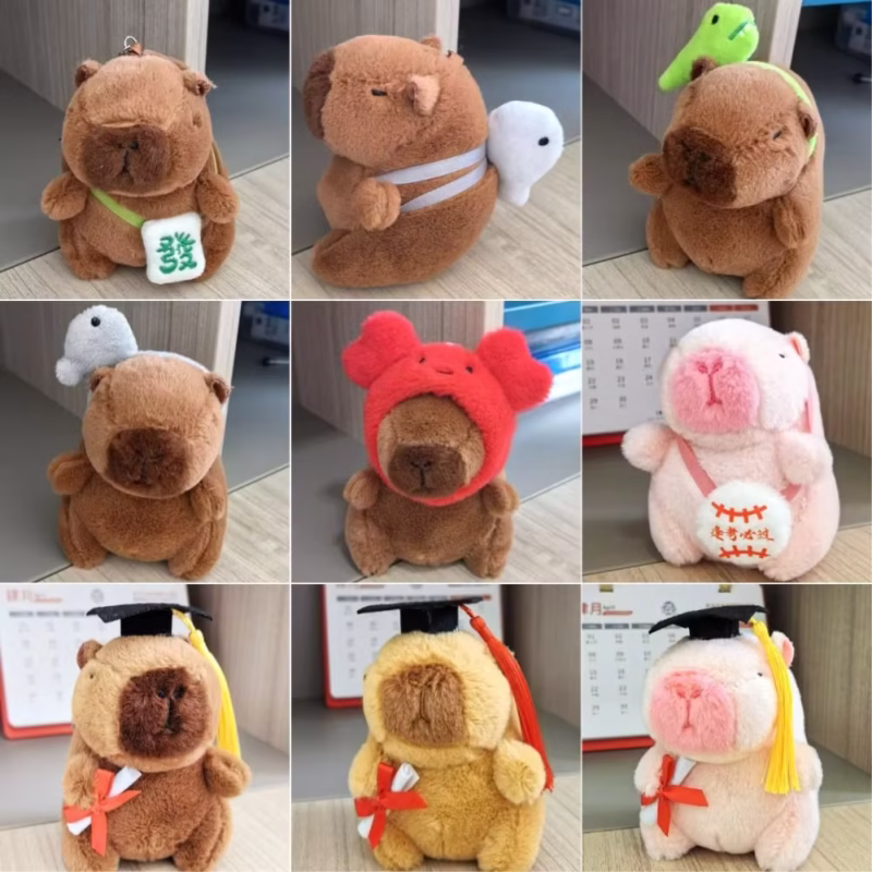 Kapibala Capybara Keychain Doll with Pink Car Backpack Pendant Bag, Plush Keychain, 10–13 cm - Image 3
