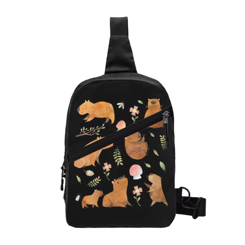 Men's Sling Crossbody Backpack Chest Bag, Traveling, Hiking, Daypack Shoulder Bag, Capybara Is My Spirit Animal Chest Bag