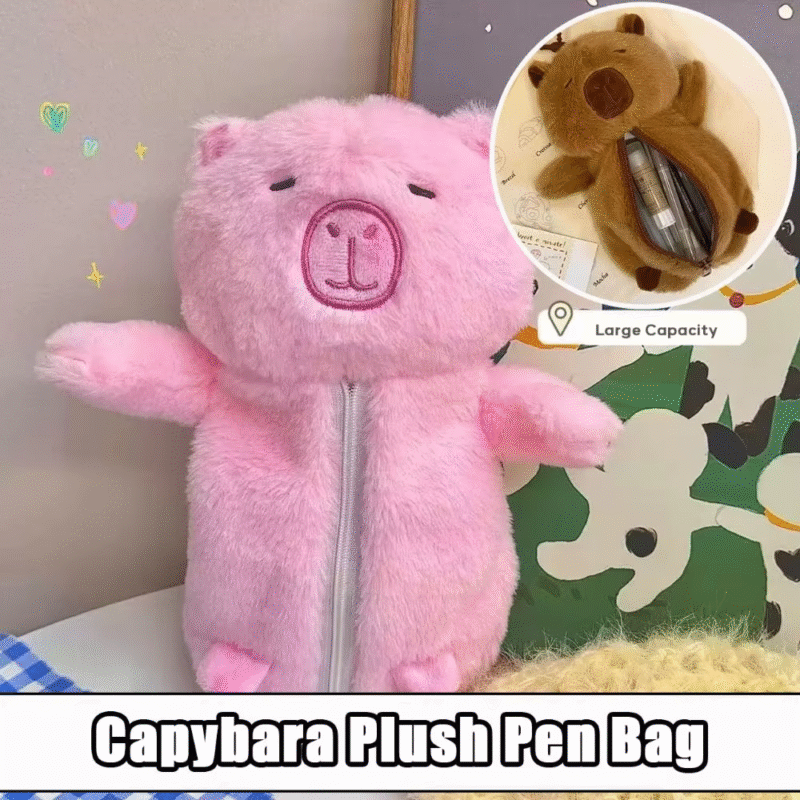 Superior Soft Pen Bag Capybara Toy Multipurpose Pencil Case Extra-large Storage Bag for Office or School Use - Image 3