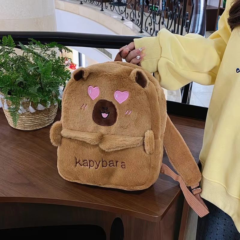 Using a Badge Capybara Plush Transparent Layer Style Handheld Capybara Plush Large Capacity Crossbody Bag With the Using a Badge,