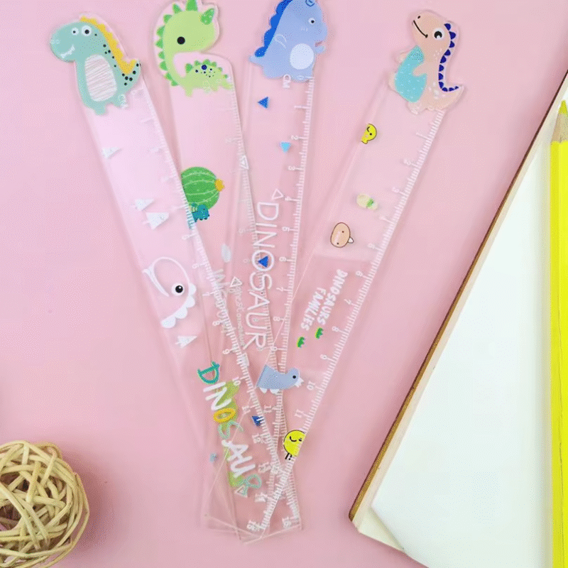 Accessories for Dinosaur Ruler Kawaii Student Rulers, DIY Drawing Tools, and Transparent Korean Cute Stationery 15cm. - Image 2