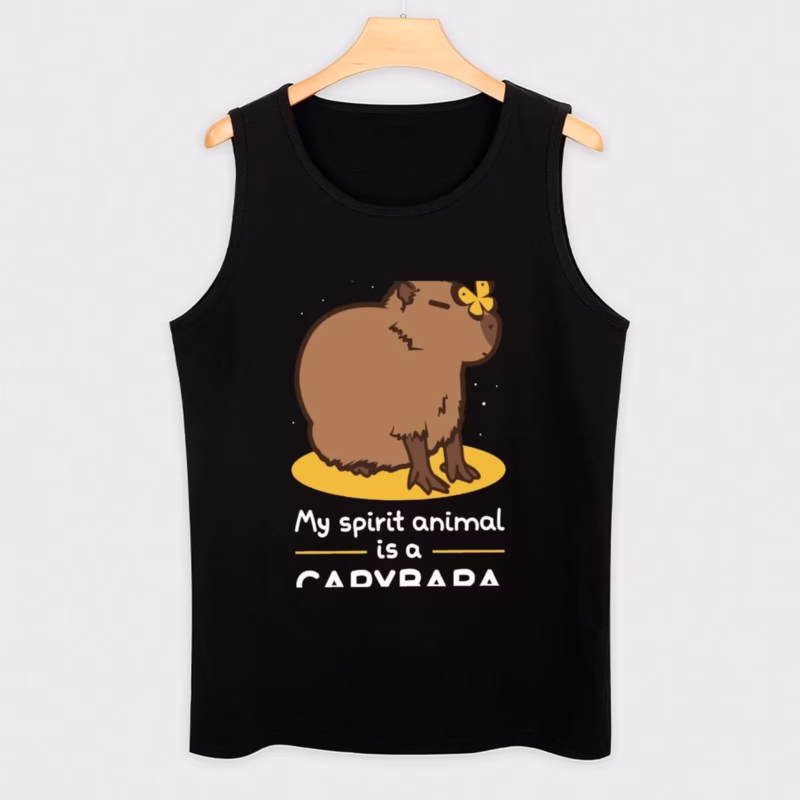 My spirit animal in all forms is a capybara, a tank top, and gym attire perfect for all summers.