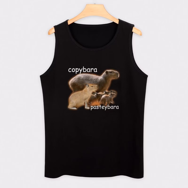 Men’s vest running shirt, bodybuilding shirt, sleeveless gym shirt, Capybara and Pasteybara meme tanktop - Image 2
